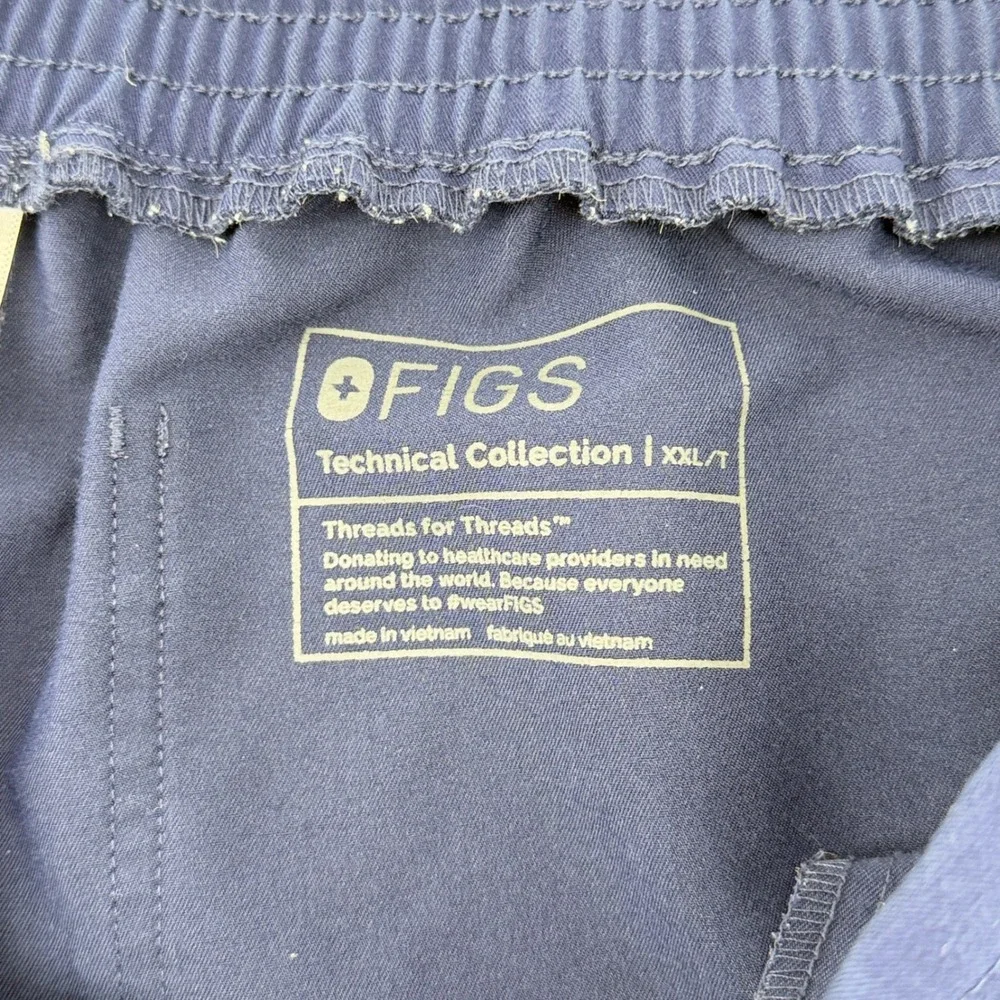 FIGS Technical Collection Navy Blue Scrub Pants XXL Tall TW2000T Mens Cargo